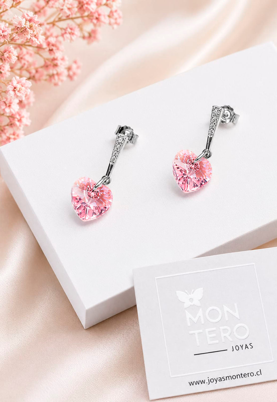 Aros Romance Plata 925 Cristal Swarovski® Light Rose