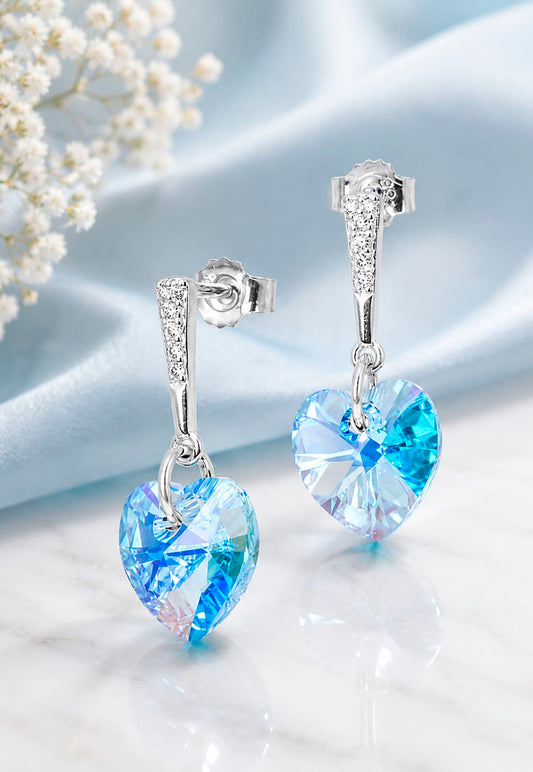 Aros Romance Plata 925 Cristal Swarovski® Aquamarine