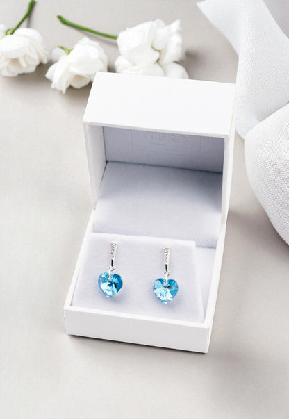 Aros Romance Plata Italiana 925 Cristal Genuino Aquamarine