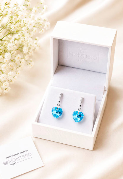 Aros Romance Plata 925 Cristal Swarovski® Aquamarine