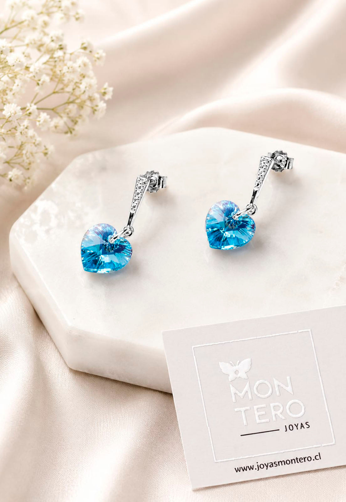Aros Romance Plata 925 Cristal Swarovski® Aquamarine