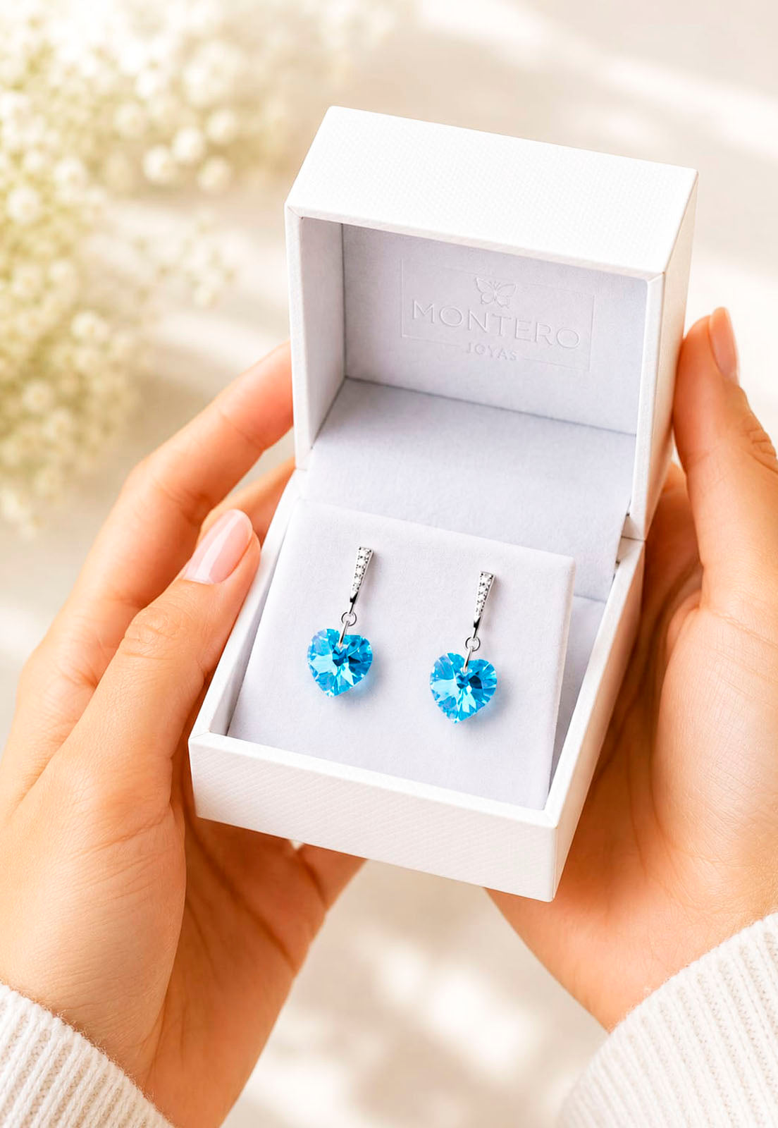 Aros Romance Plata 925 Cristal Swarovski® Aquamarine