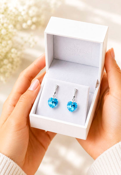 Aros Romance Plata 925 Cristal Swarovski® Aquamarine