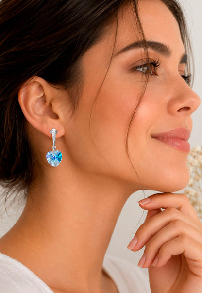 Aros Romance Plata 925 Cristal Swarovski® Aquamarine