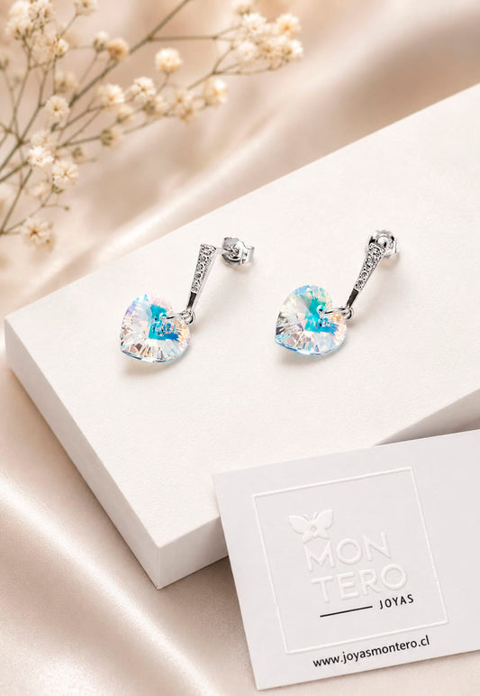 Aros Romance Plata 925 Cristal Swarovski® Aurora Boreal