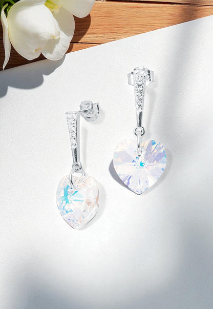 Aros Romance Plata Italiana 925 Cristal Genuino Aurora Boreal