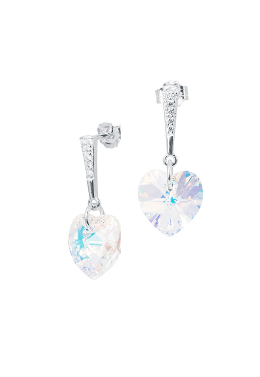 Aros Romance Plata Italiana 925 Cristal Genuino Aurora Boreal