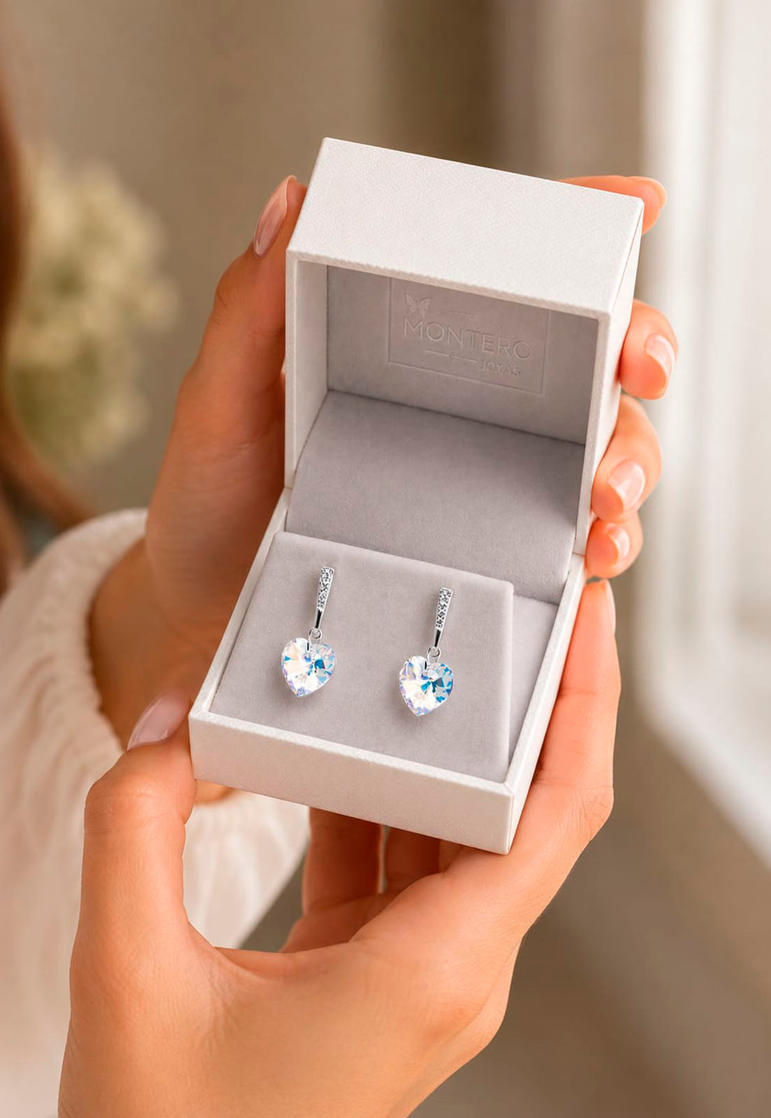 Aros Romance Plata 925 Cristal Swarovski® Aurora Boreal