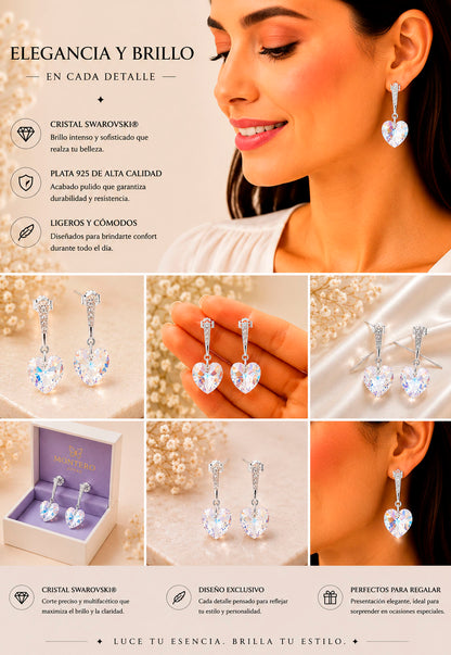 Aros Romance Plata 925 Cristal Swarovski® Aurora Boreal