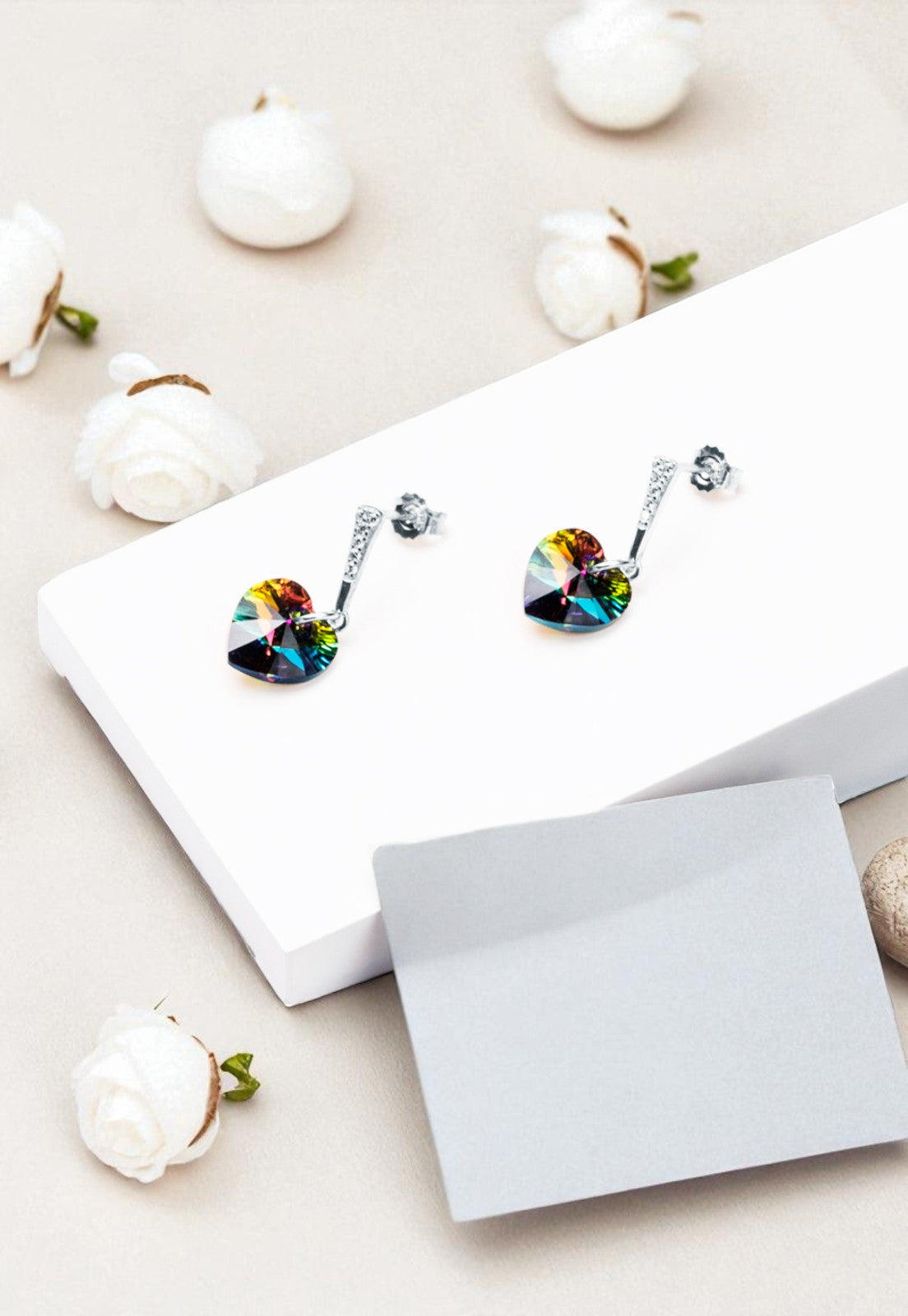 Aros Romance Plata Italiana 925 Cristal Genuino Vitral Medium