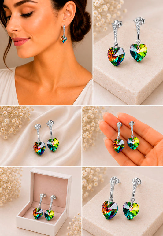 Aros Romance Plata 925 Cristal Swarovski® Vitral Medium