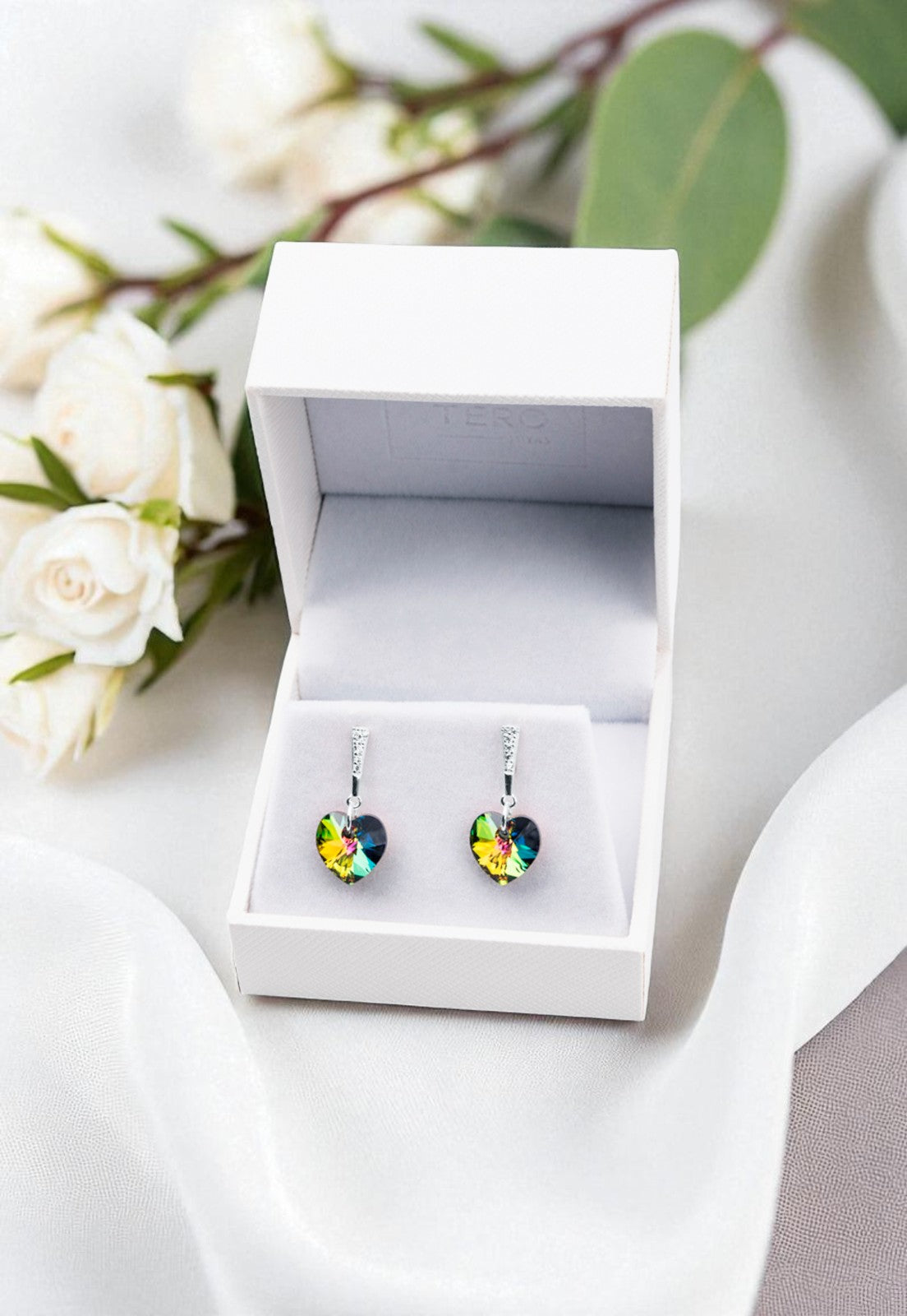 Aros Romance Plata Italiana 925 Cristal Genuino Vitral Medium