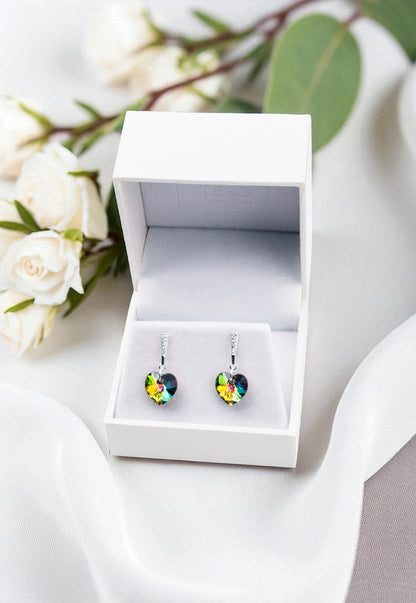 Aros Romance Plata Italiana 925 Cristal Genuino Vitral Medium