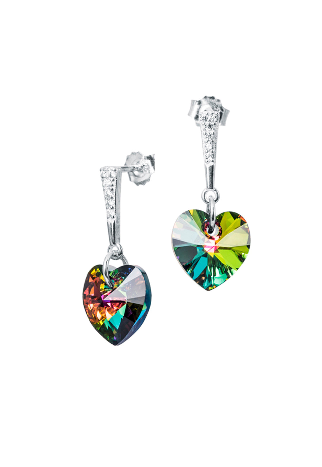 Aros Romance Plata Italiana 925 Cristal Genuino Vitral Medium