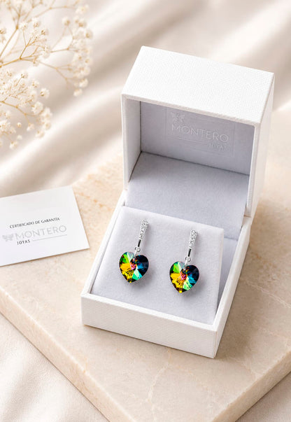 Aros Romance Plata 925 Cristal Swarovski® Vitral Medium