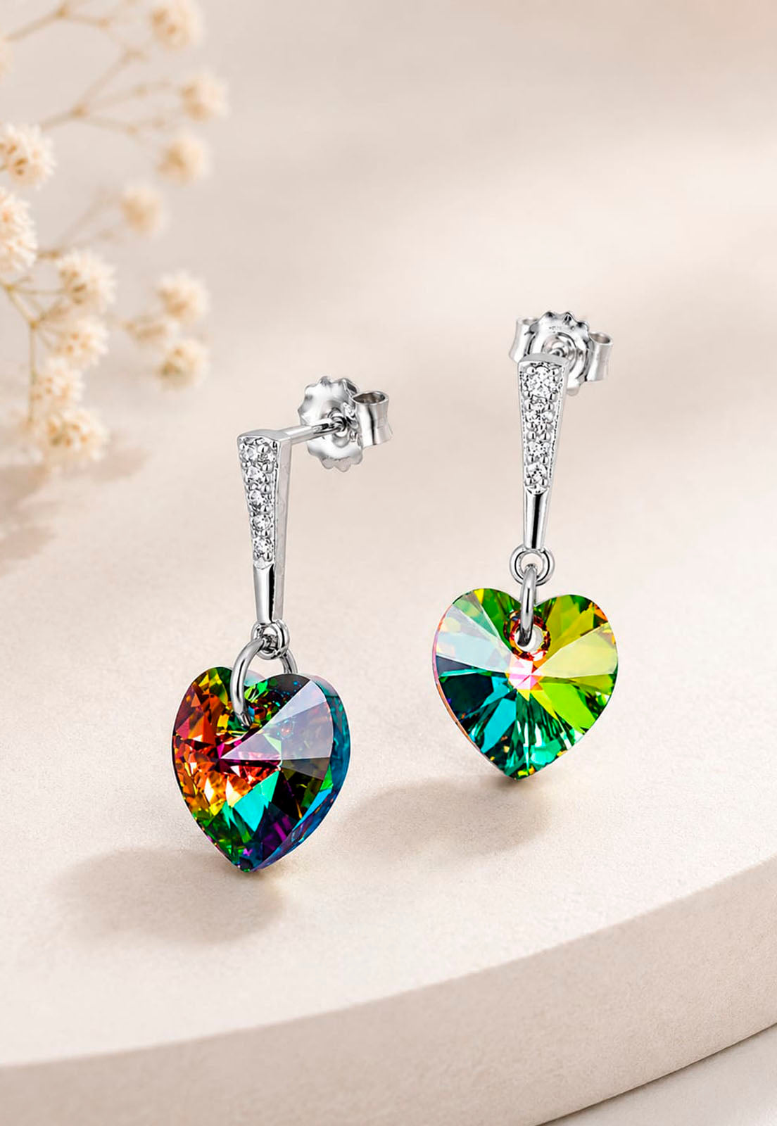 Aros Romance Plata 925 Cristal Swarovski® Vitral Medium