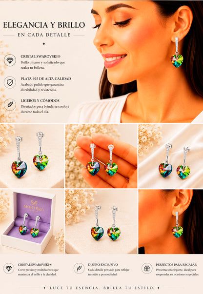 Aros Romance Plata 925 Cristal Swarovski® Vitral Medium