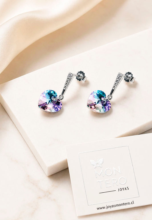 Aros Romance Plata 925 Cristal Swarovski® Vitral Light