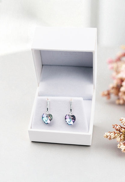 Aros Romance Plata Italiana 925 Cristal Genuino Vitral Light