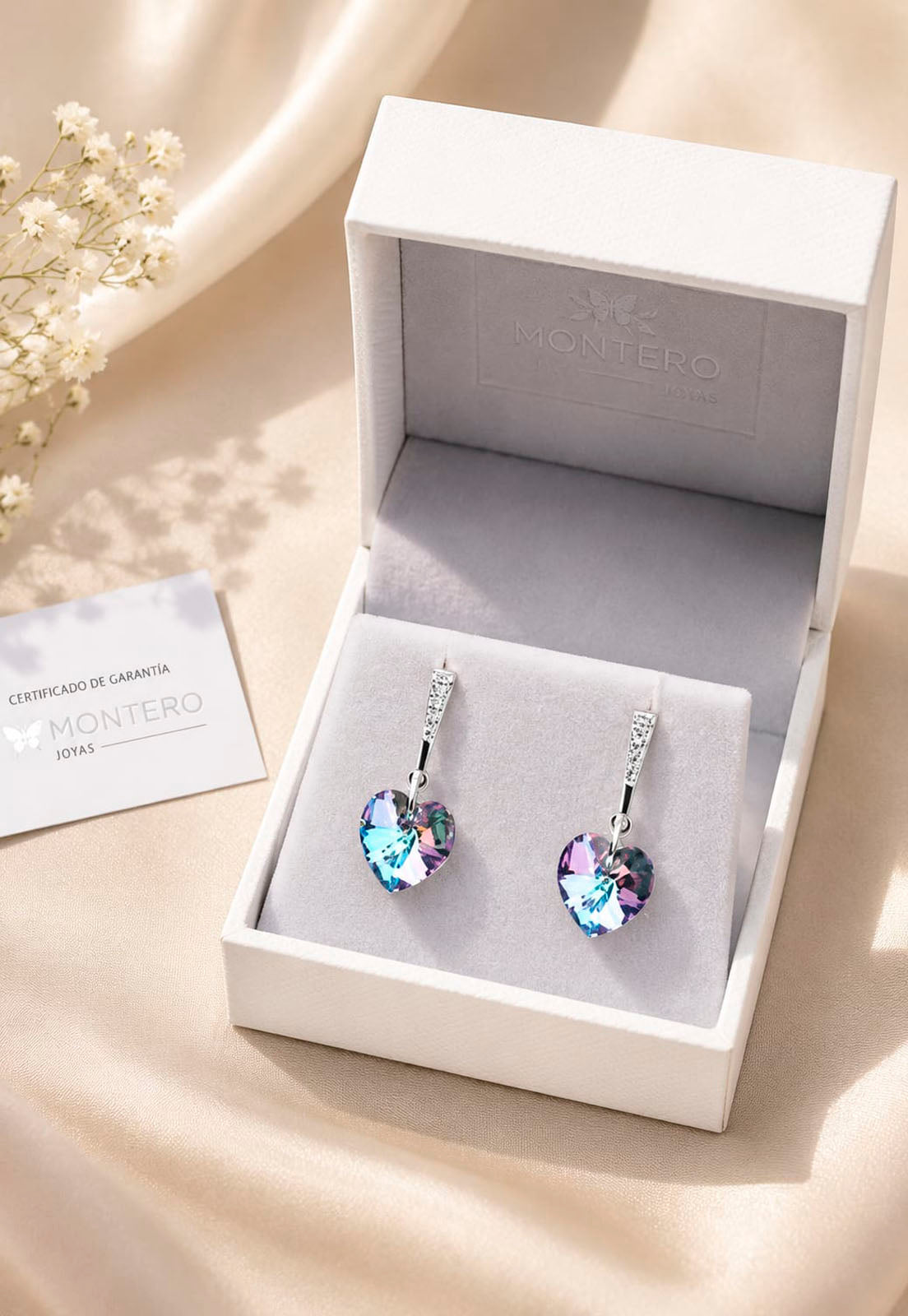 Aros Romance Plata 925 Cristal Swarovski® Vitral Light