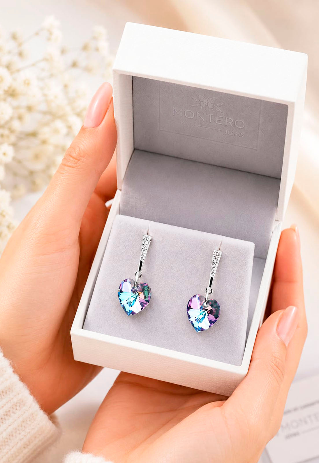 Aros Romance Plata 925 Cristal Swarovski® Vitral Light