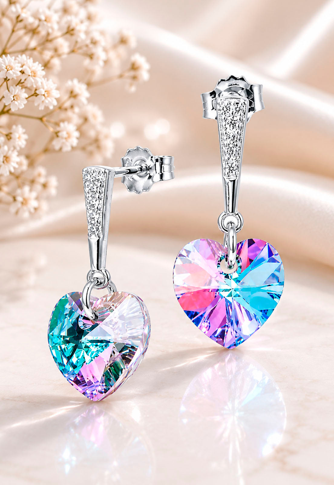 Aros Romance Plata 925 Cristal Swarovski® Vitral Light