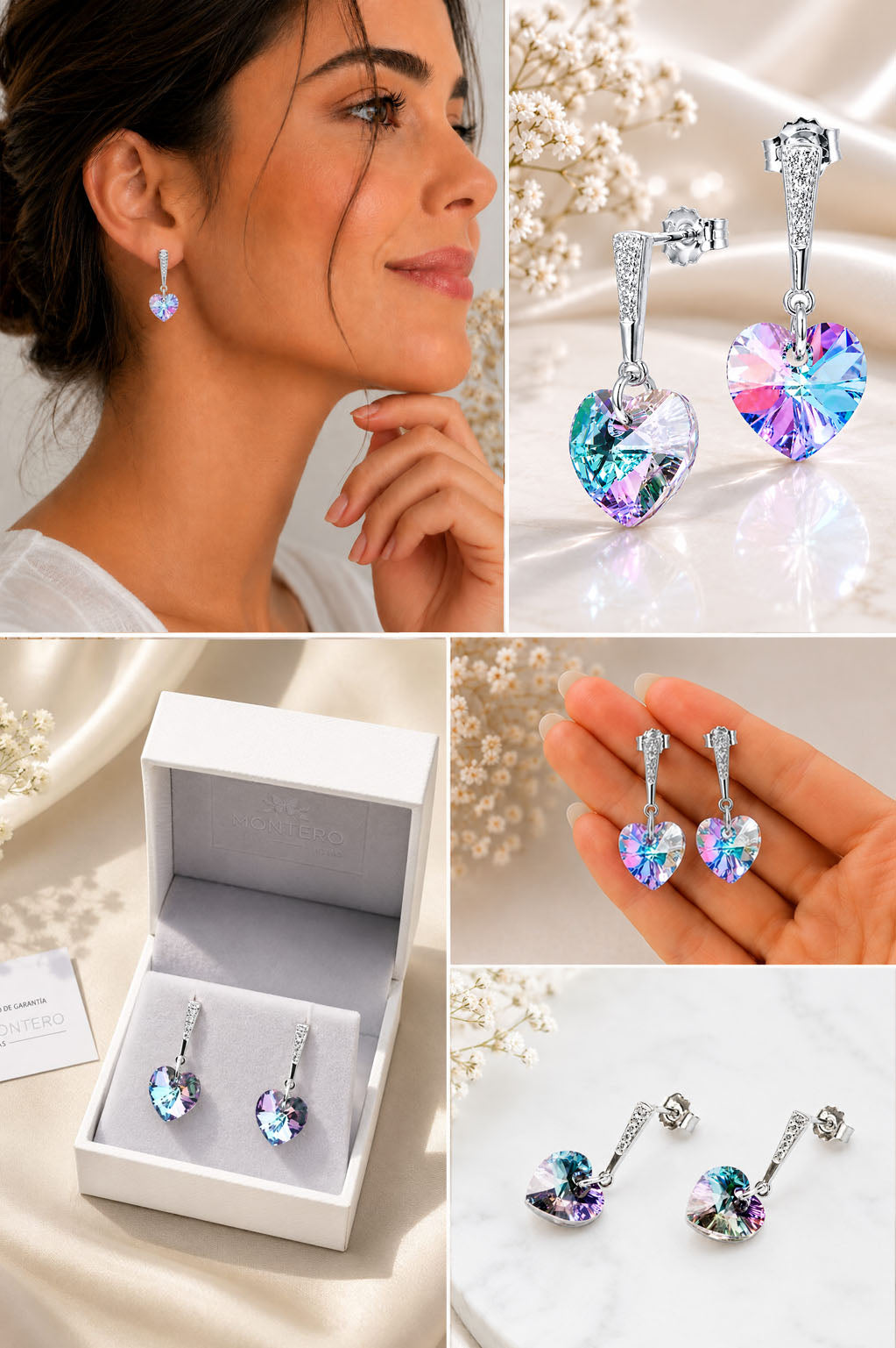 Aros Romance Plata 925 Cristal Swarovski® Vitral Light