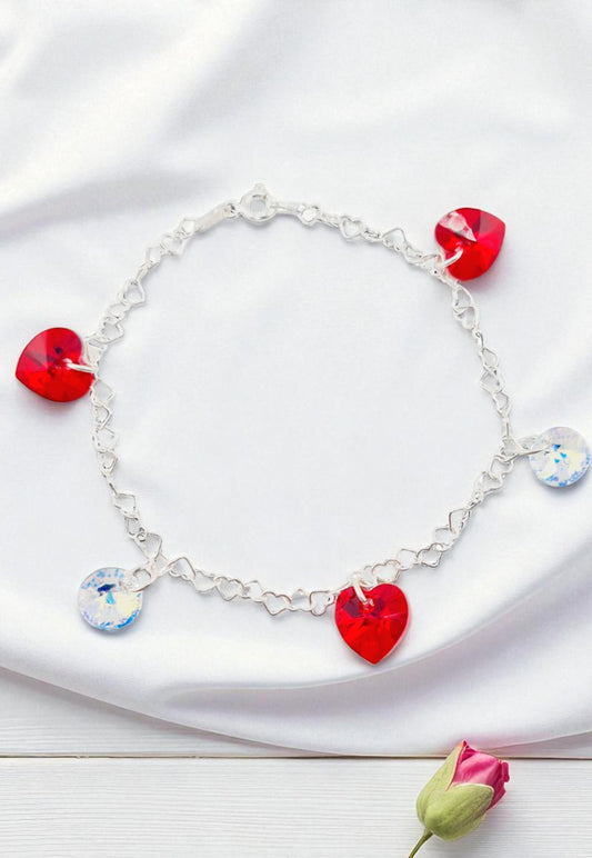 Pulsera Romance Plata Italiana 925 Cristal Genuino Siam Shimmer