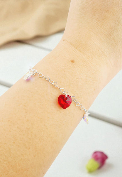 Pulsera Romance Plata Italiana 925 Cristal Genuino Siam Shimmer