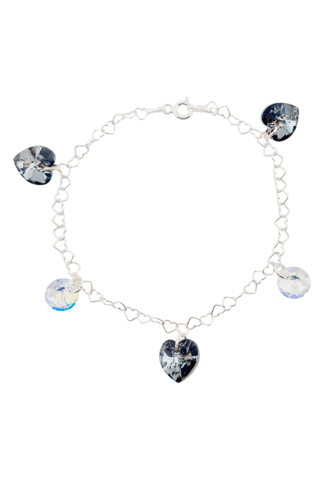 Pulsera Romance Plata Italiana 925 Cristal Genuino Silver Night