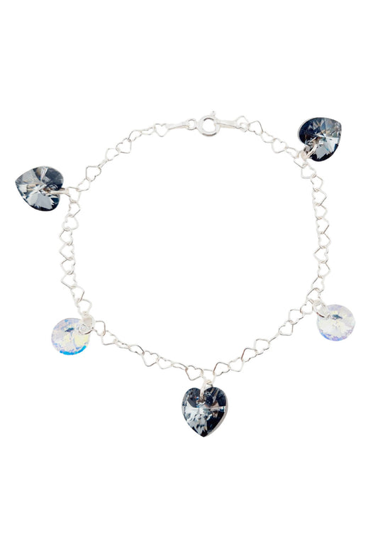 Pulsera Romance Plata Italiana 925 Cristal Genuino Silver Night