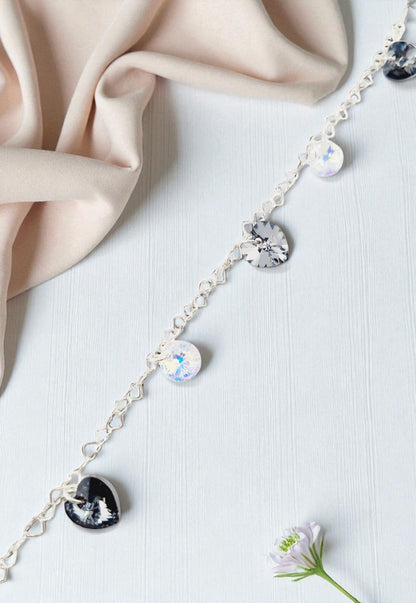 Pulsera Romance Plata Italiana 925 Cristal Genuino Silver Night