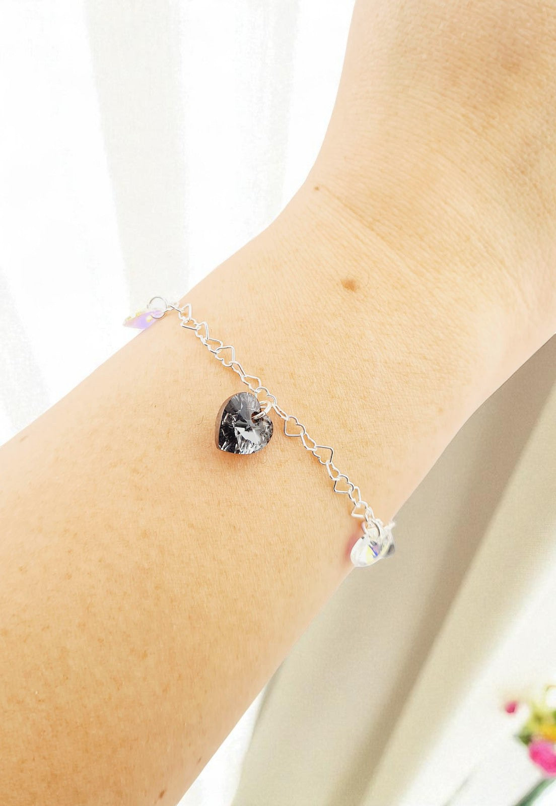 Pulsera Romance Plata Italiana 925 Cristal Genuino Silver Night