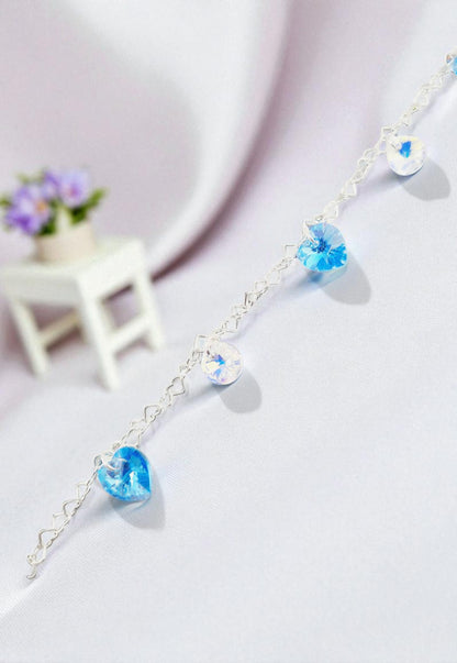 Pulsera Romance Plata Italiana 925 Cristal Genuino Aquamarine