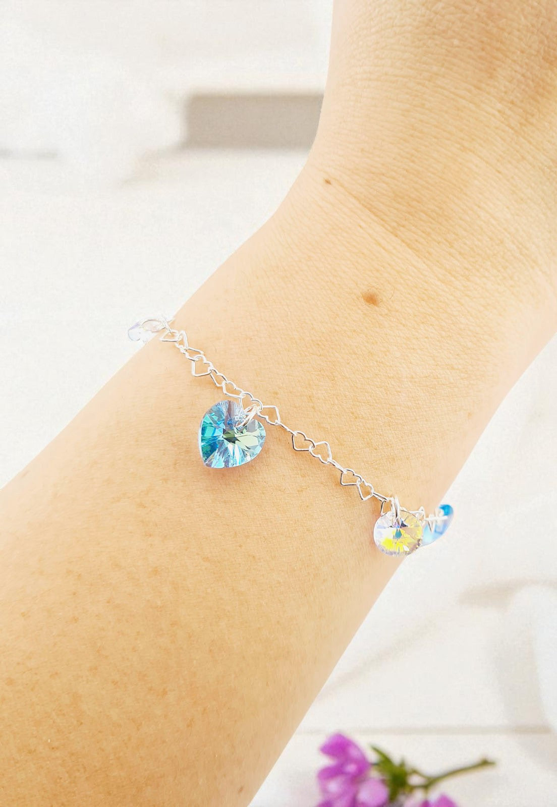 Pulsera Romance Plata Italiana 925 Cristal Genuino Aquamarine