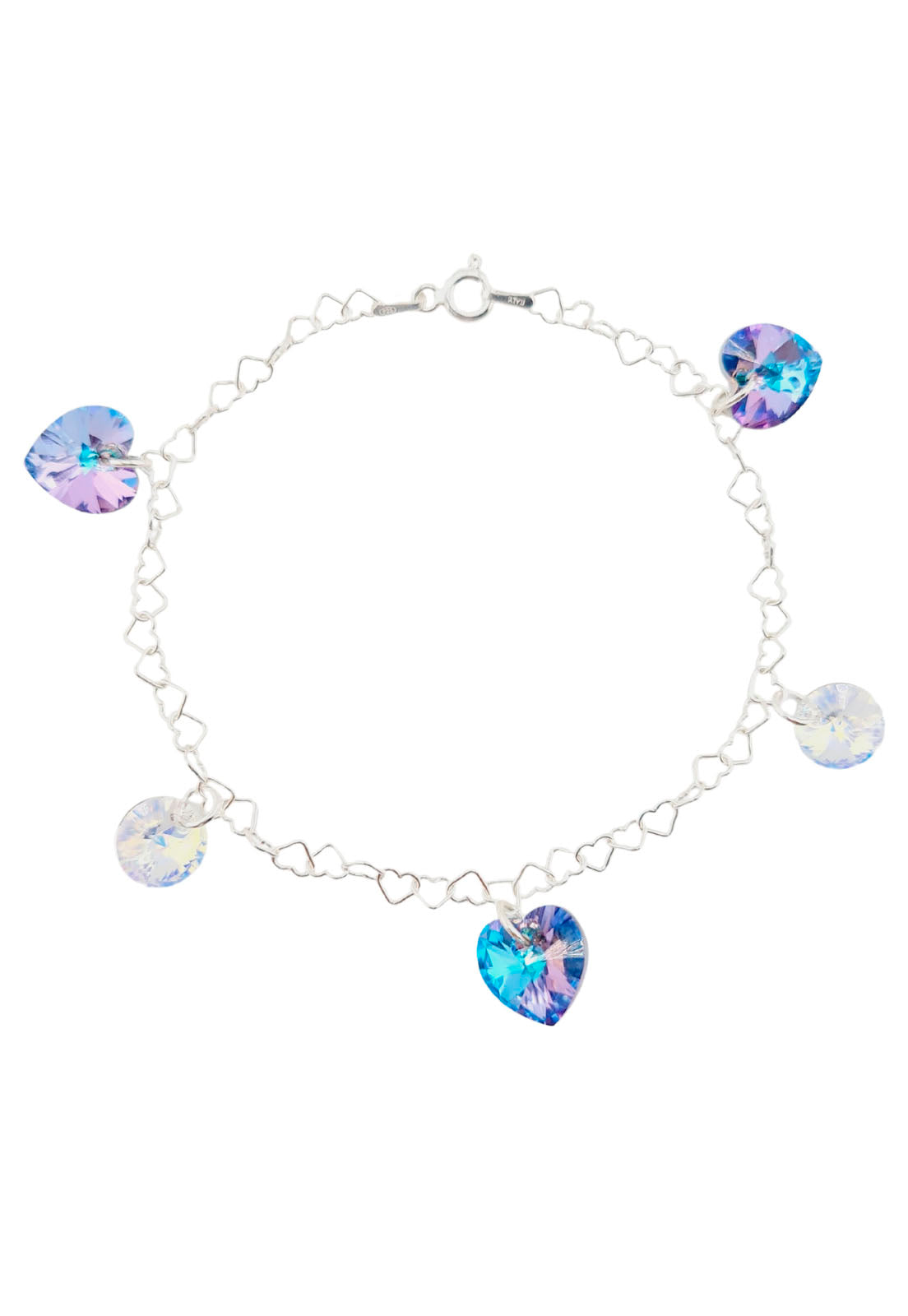 Pulsera Romance Plata Italiana 925 Cristal Genuino Vitral Light