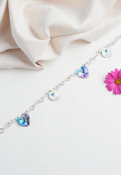 Pulsera Romance Plata Italiana 925 Cristal Genuino Vitral Light