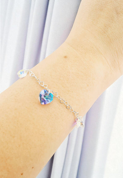 Pulsera Romance Plata Italiana 925 Cristal Genuino Vitral Light