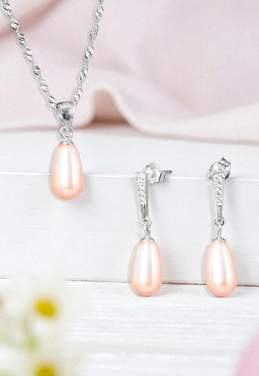 Conjunto Plata 925 Marsella Perlas Organicas Peach