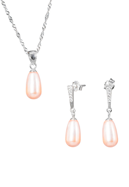 Conjunto Plata 925 Marsella Perlas Organicas Peach