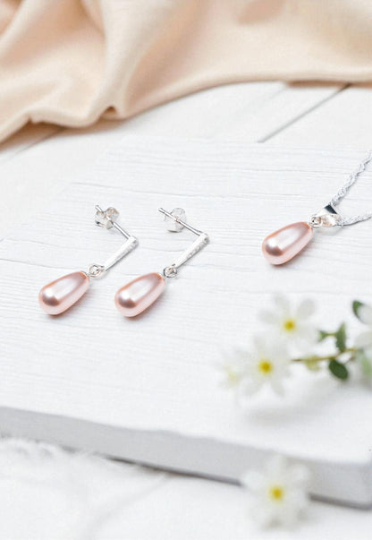 Conjunto Plata 925 Marsella Perlas Organicas Peach