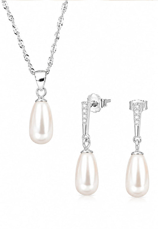 Conjunto Marsella Plata 925 Perlas Swarovski® Cream