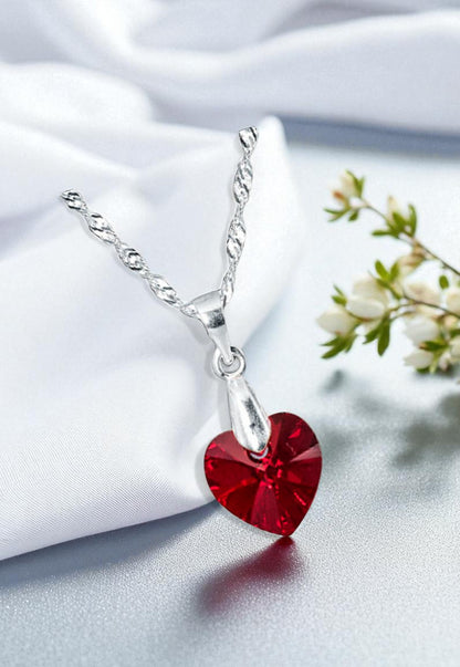 Collar Romance Plata 925 Cristal Genuino Siam Shimmer