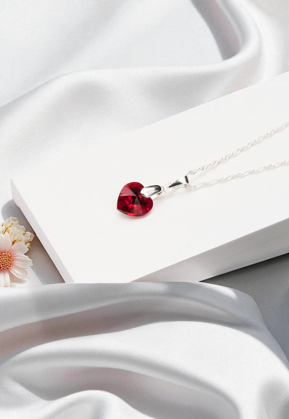 Collar Romance Plata 925 Cristal Genuino Siam Shimmer