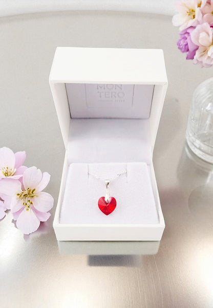 Collar Romance Plata 925 Cristal Genuino Siam Shimmer