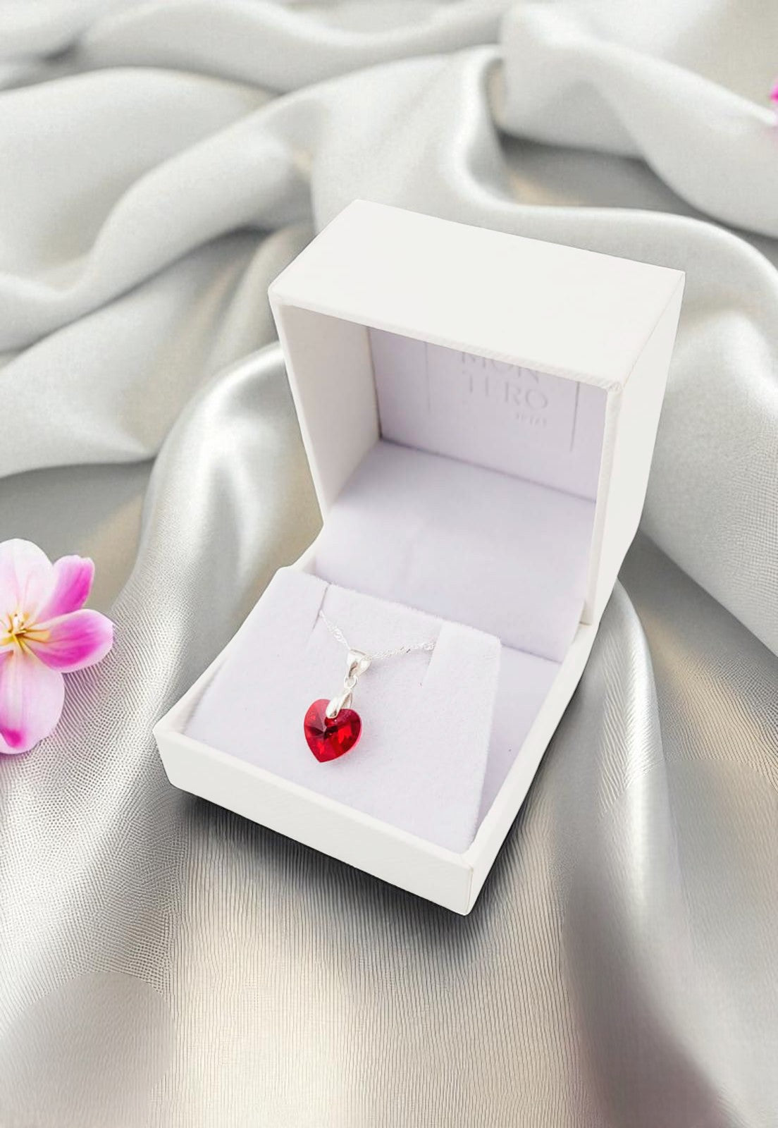 Collar Romance Plata 925 Cristal Genuino Siam Shimmer