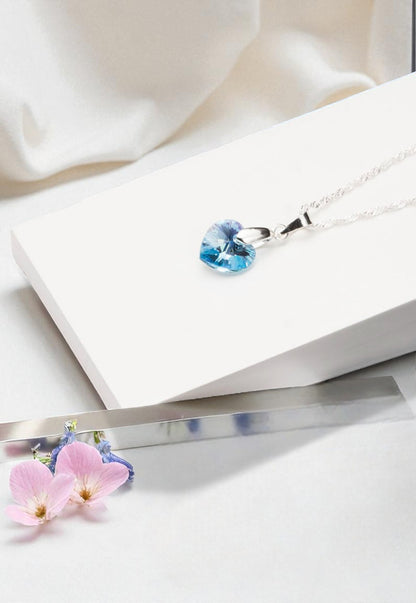 Collar Romance Plata 925 Cristal Genuino Aquamarine