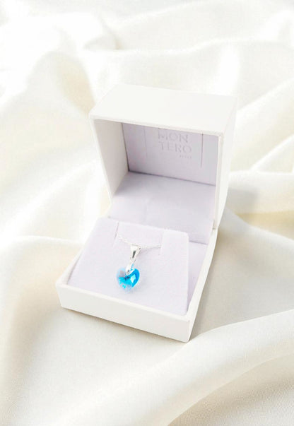 Collar Romance Plata 925 Cristal Genuino Aquamarine