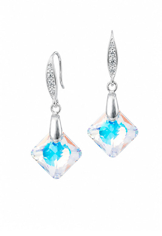 Aros Gran Cristina Plata 925 Cristal Swarovski® Aurora Boreal