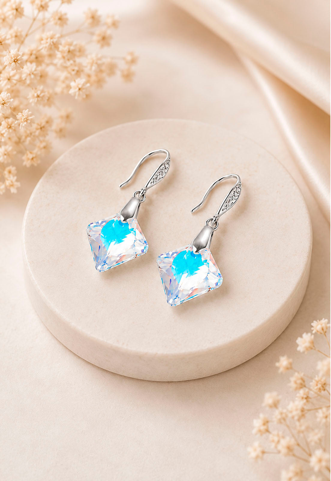 Aros Gran Cristina Plata 925 Cristal Swarovski® Aurora Boreal